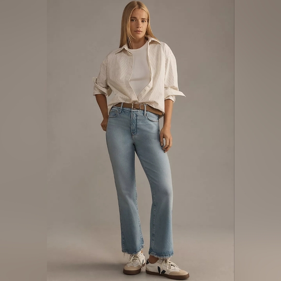 Anthropologie Good American Good Legs Mid-Rise Cropped Mini Boot Jeans - Picture 1 of 9